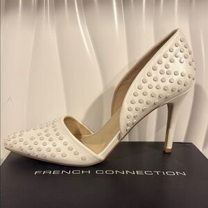 French Connection ivory  Studded D'Orsay Heel